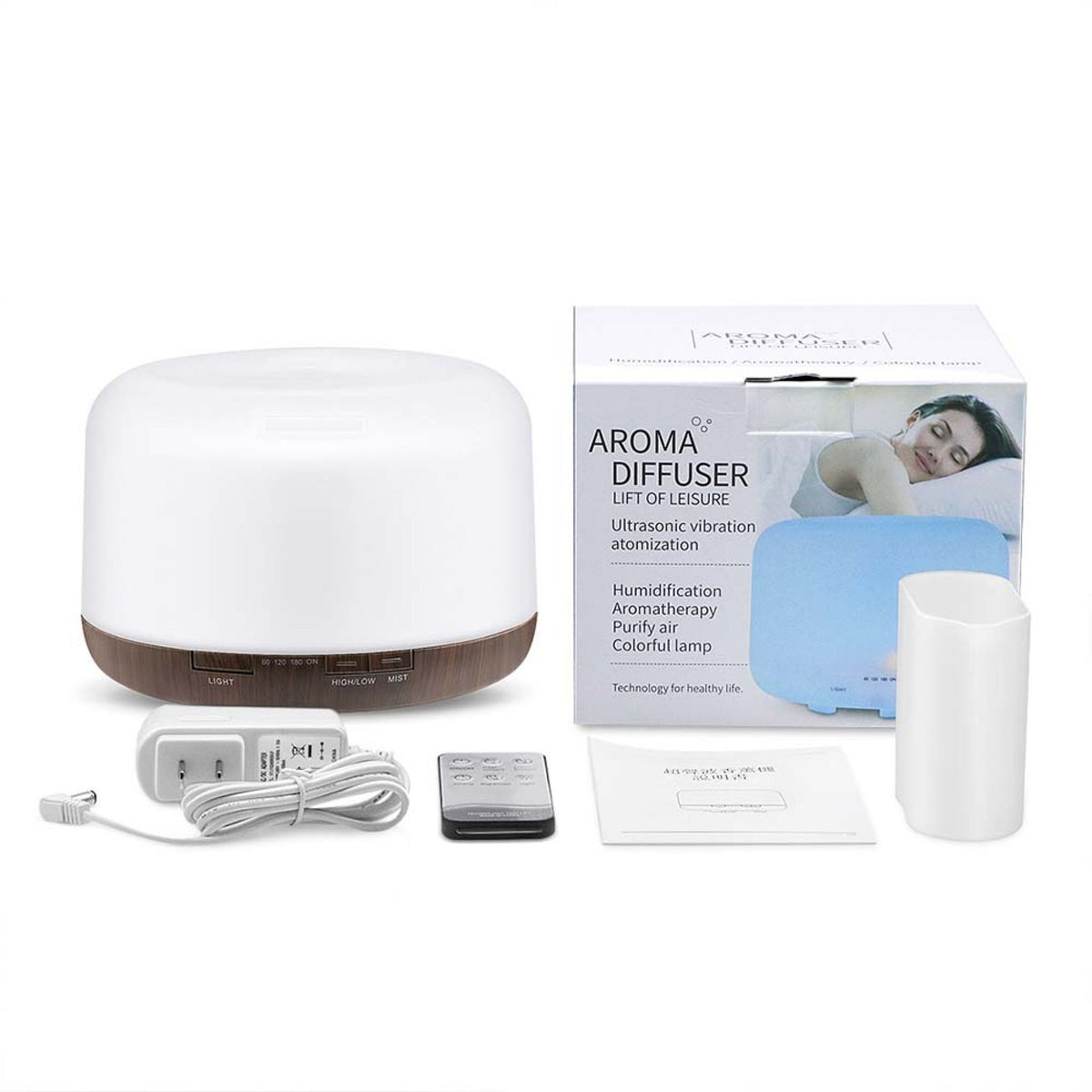 What is included — diffuser, remote, power adapter, measuring cup and manual