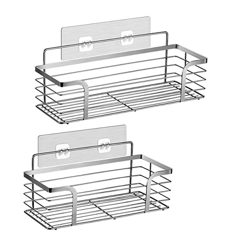 Two no-drill shower caddy shelves